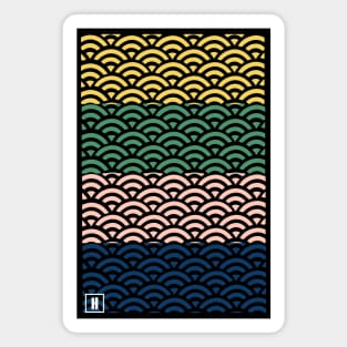 Retro Japanese Clouds Pattern RE:COLOR 16 Magnet